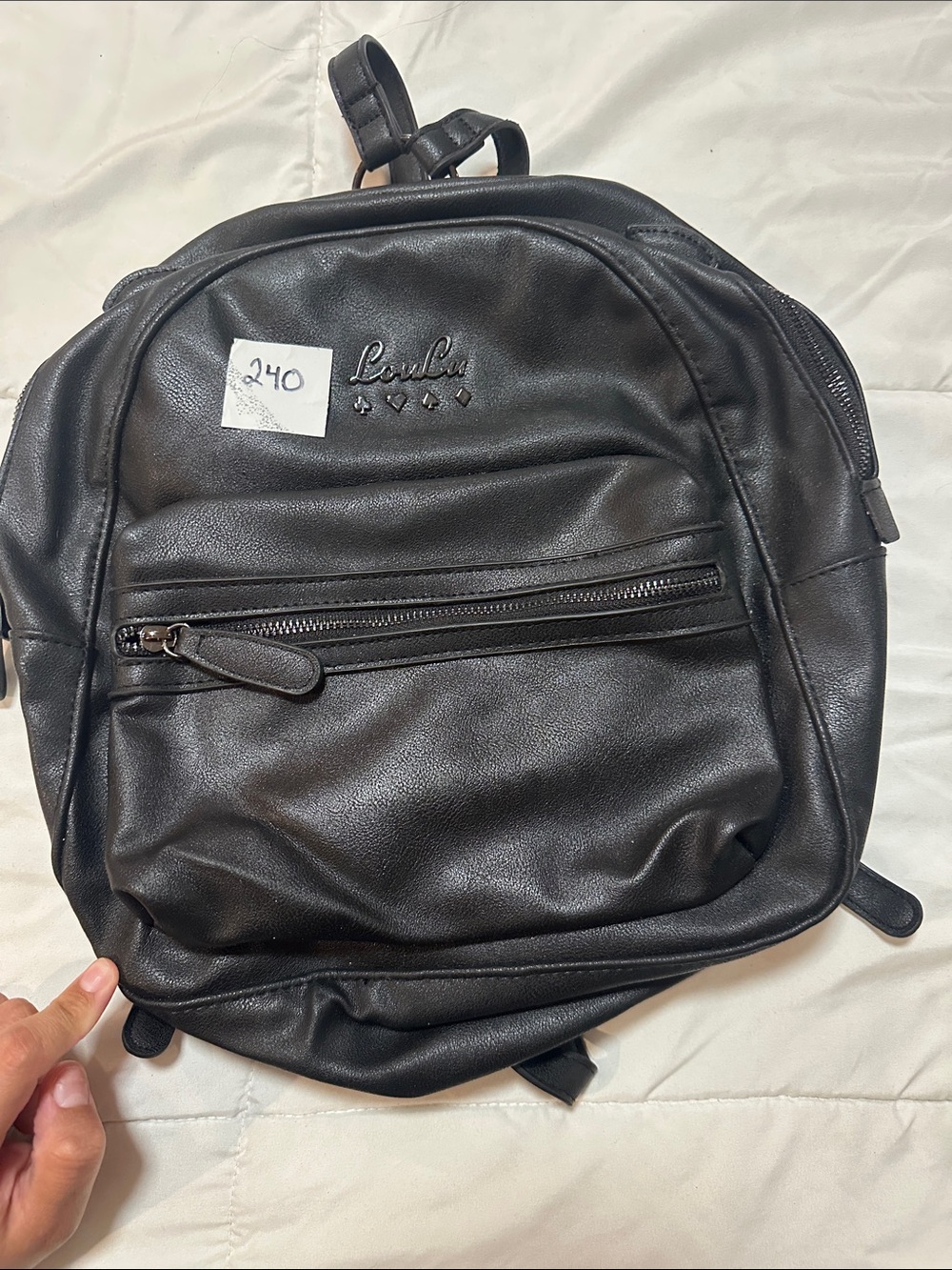 Black Faux Leather Small Backpack #240